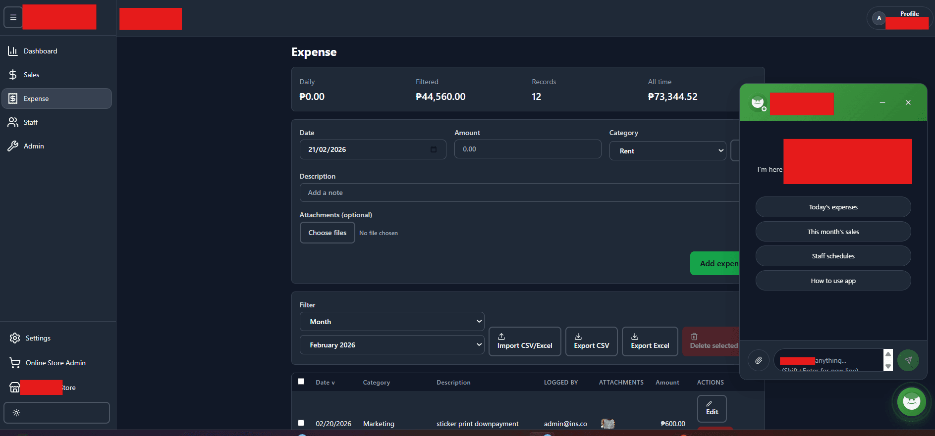 Admin App for - Sales, Expense, Staff Management